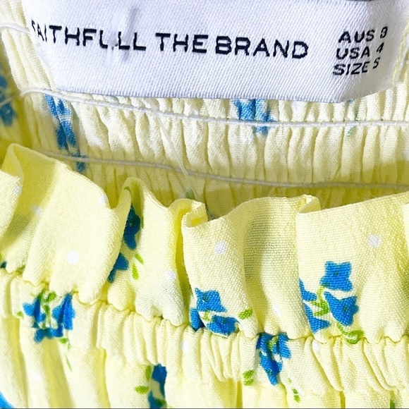 Faithfull The Brand Yellow Mid Summer Mini Dress in Lemon Luda Floral 4 Small - Picture 4 of 7